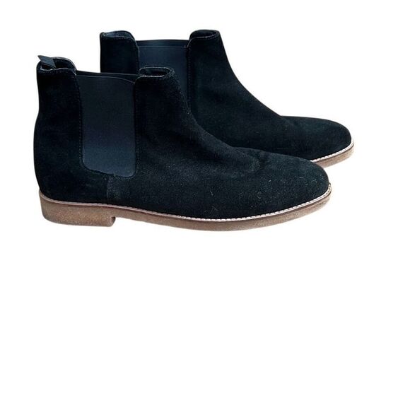 Zara Velvet Pull On Almond Toe Ankle Chelsea Boots Black Size 42 - Picture 1 of 7